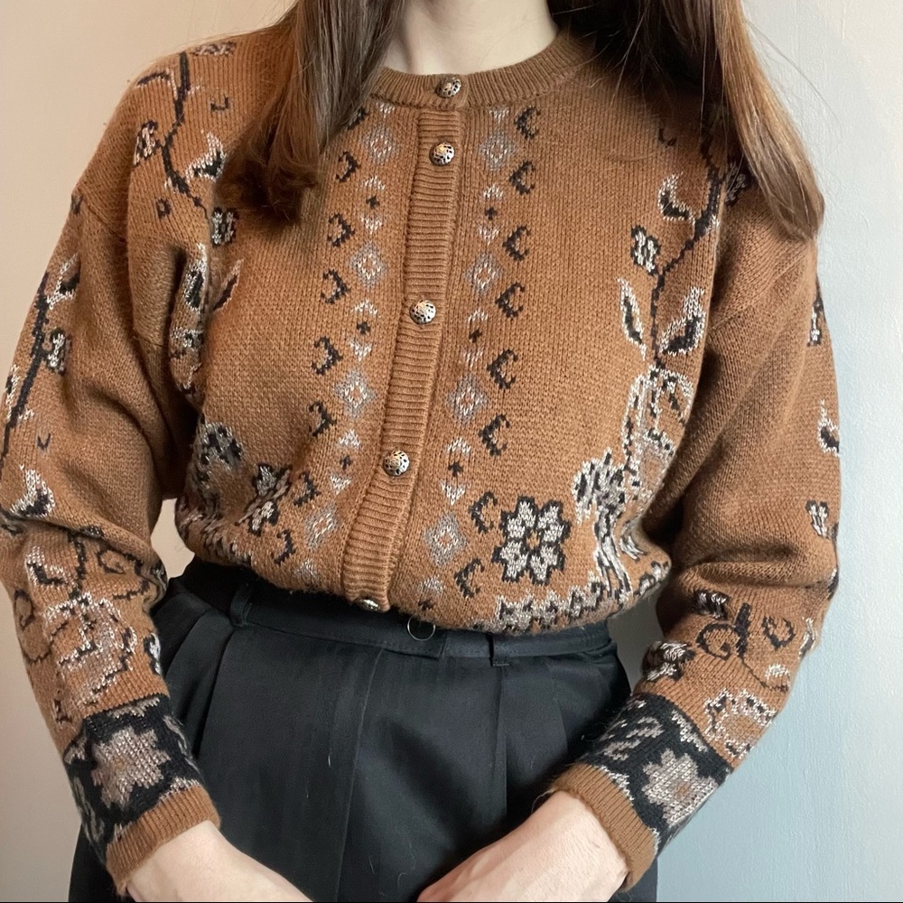 Vintage brown floral cardigan by St Michael